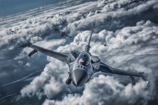 22 czerwca 2016, Krzesiny, air-to-air with Polish Air Force Lockheed Martin F-16 Jastrząb BLOCK 52+ advanced